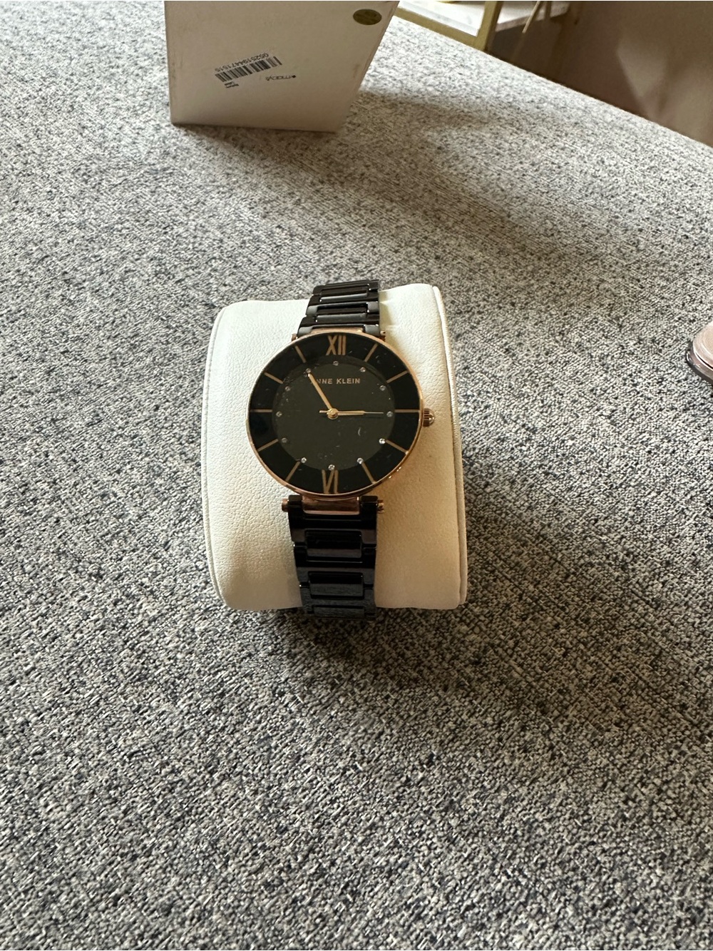 Anne Klein Black and Gold Ceramic Bracelet Watch